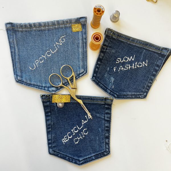 piezas únicas de denim reciclado transformadas en experiencia privada de moda en Madrid - Vikileria Revive.